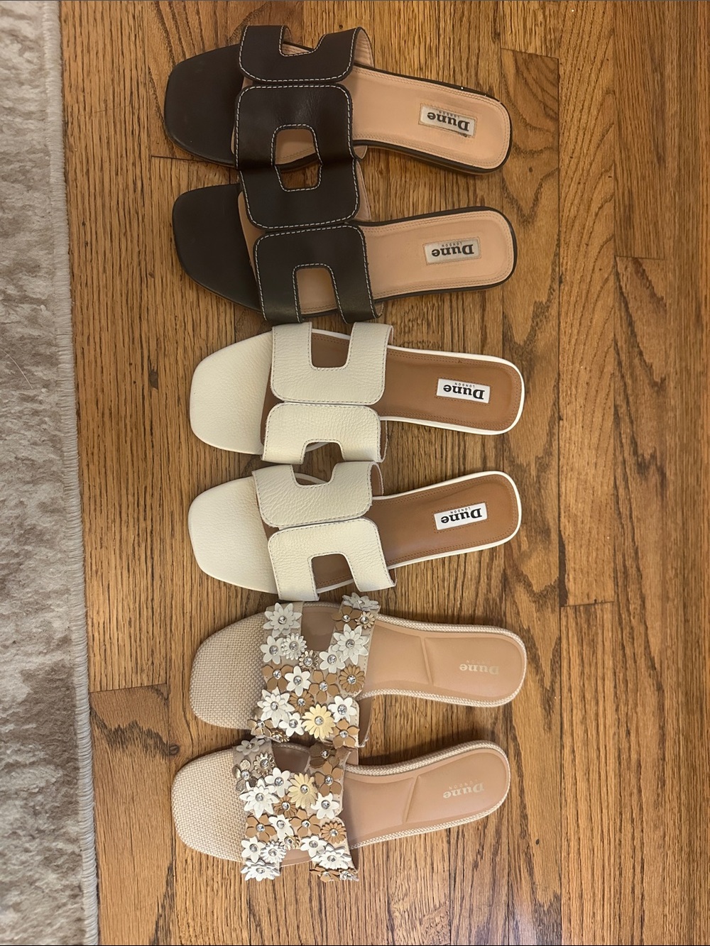 Dune Women's Slide Sandals bundle- Brown, Ivory, Floral